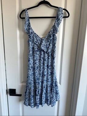 APRICOT Blue Floral Ruffle Mini Dress